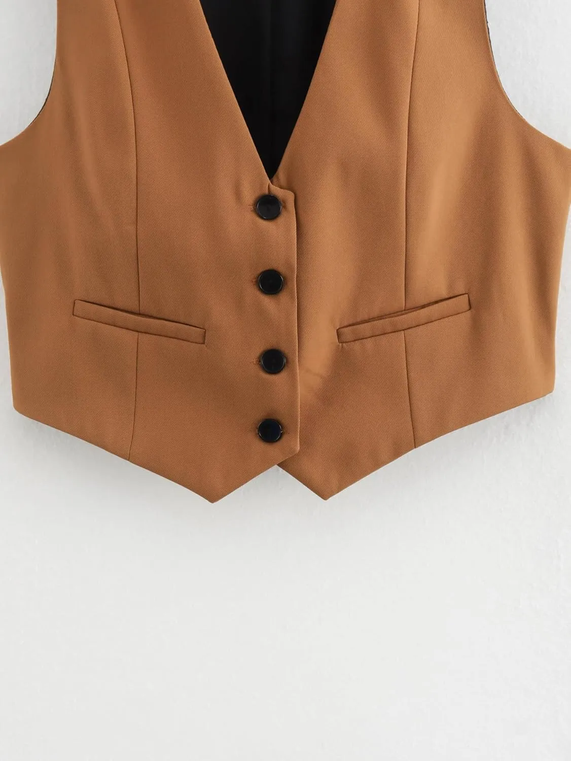 Pofihavi Cropped Suit Vest for Women 2024 Button Up Business Casual Dressy Waistcoat Vest Tops