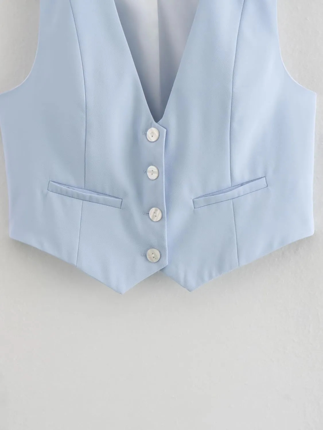 Pofihavi Cropped Suit Vest for Women 2024 Button Up Business Casual Dressy Waistcoat Vest Tops