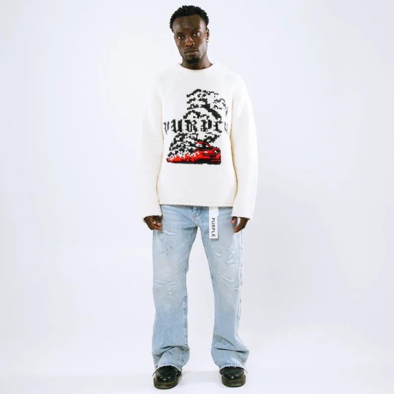 Purple Brand Smoke Show Sweater - Off White