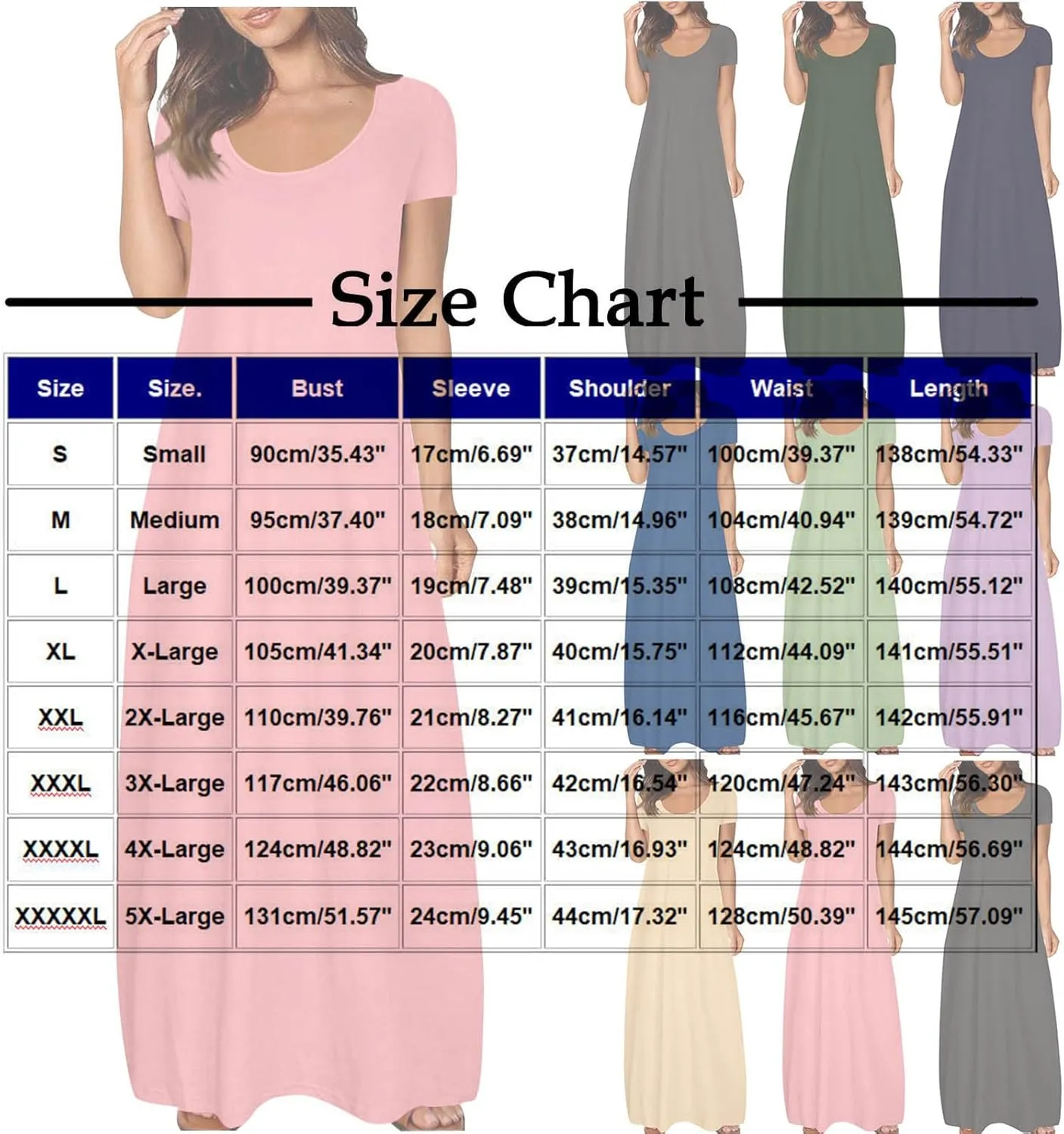 QIGUAND Women Basic Scoop Neck Maxi Dress Summer Soft Comfy Short Sleeve T-Shirt Dresses Plus Size Casual Baggy Kaftan Dress