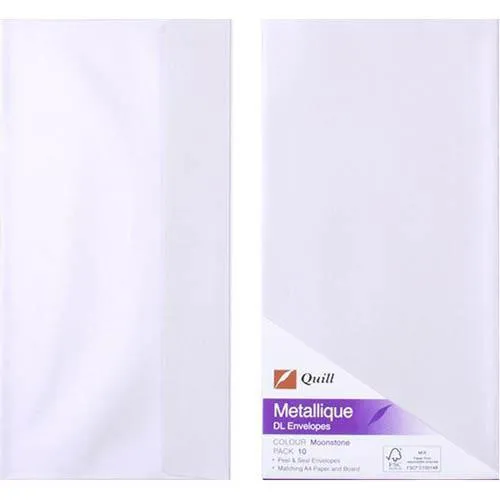Quill Dl Metallique Envelopes Moonstone Pack 10