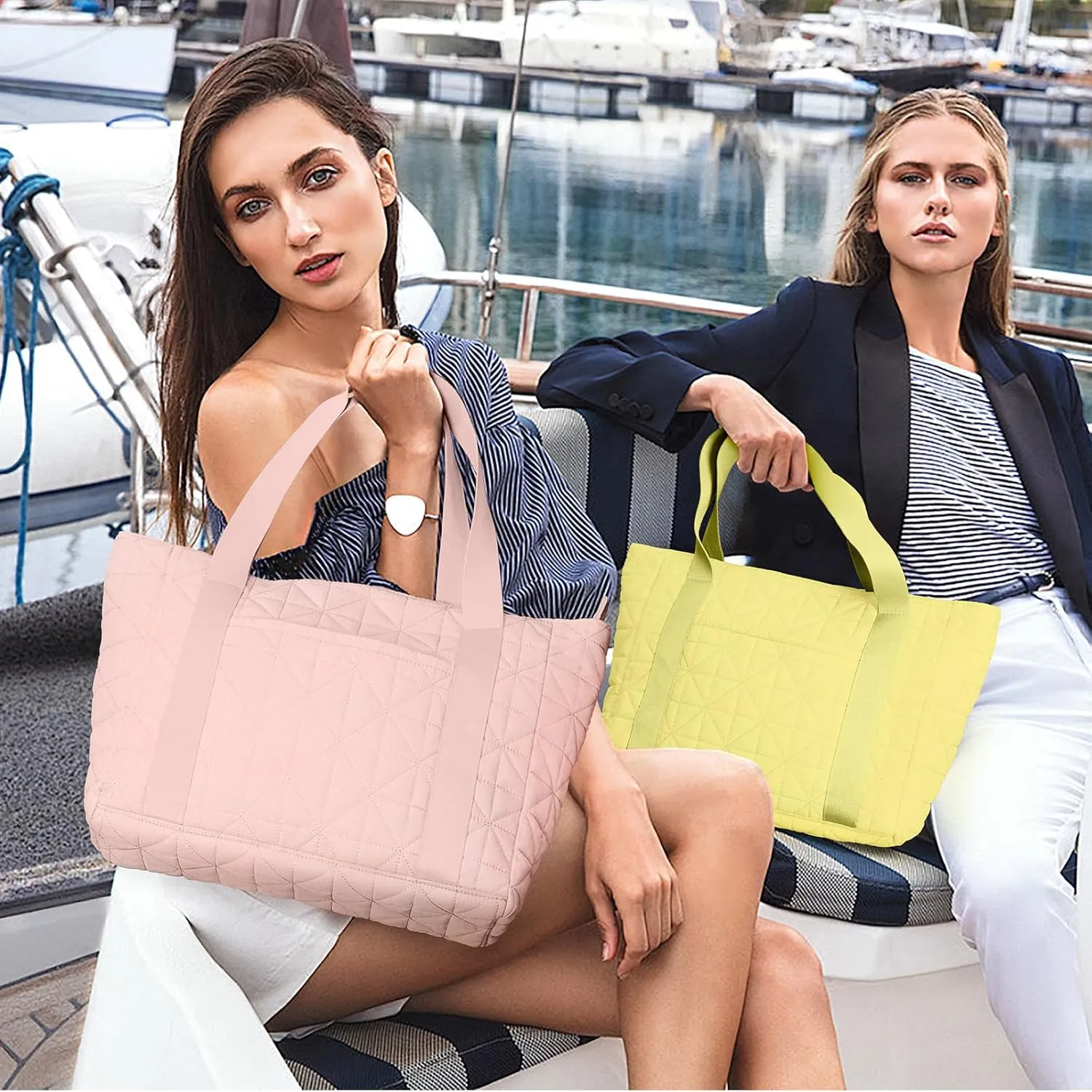 Quilted Tote Bag for Women, Lightweight Puffy Shoulder Bag, Breathable Strap, Magnetic Pocket, Tablet Purse for Work, Travel