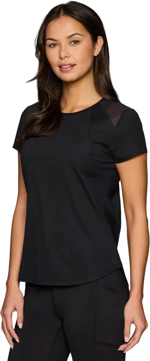 RBX Active Women's Workout Top with Mesh Panels, Breathable Quick Drying Gym Running T-Shirt, with Plus Sizes
