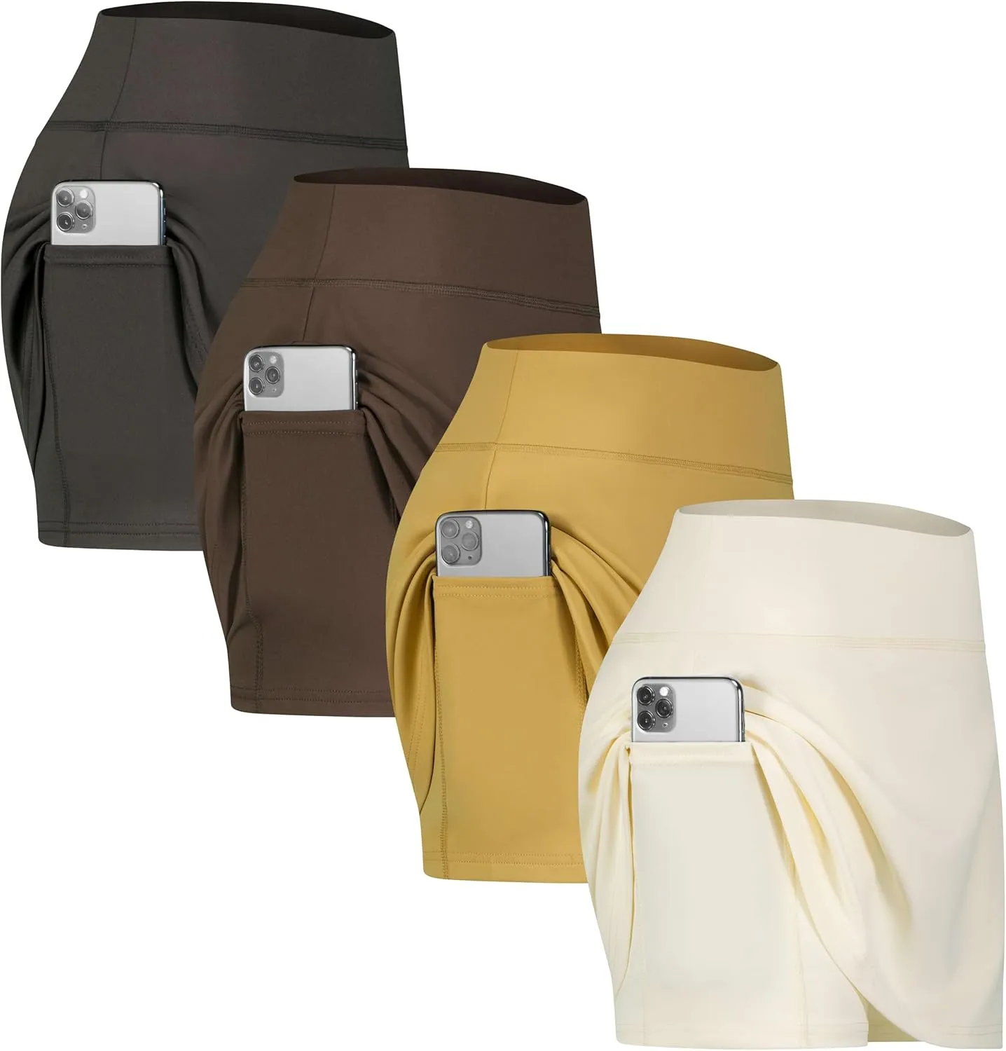 Real Essentials 4 Pack: Women's Active Skort Lightweight Comfy & Breathable Tennis Golf Skirt (Available in Plus Size)