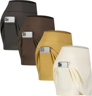 Real Essentials 4 Pack: Women's Active Skort Lightweight Comfy & Breathable Tennis Golf Skirt (Available in Plus Size)