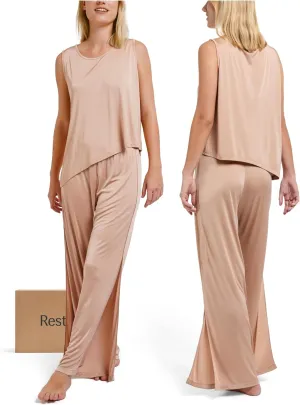 REST Evercool Women Cooling Pajama Set-Breathable Sleepwear for Hot Sleepers, Moisture-Wicking, Quick-Dry, Silky Lounge Set