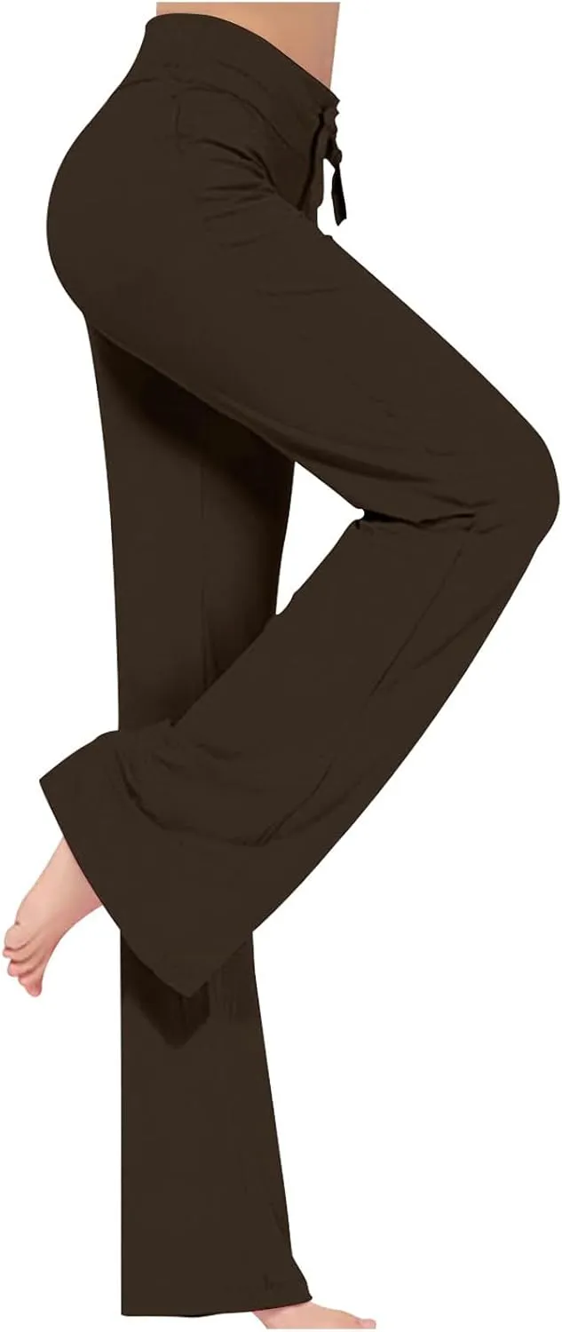 Ruziyoog Flared Yoga Pants for Women High Waist Stretchy Loose Casual Trousers Wide Leg Lounge Joggers Sweatpants
