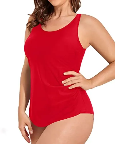 Scoop Neck Backless Swimsuit With Built In Bra For Women-Red