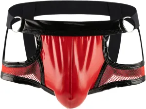 Sexy Underwear for Men Strapy Leather Boxer Briefs Breathable Stretch Lingerie Underwear Bulge Pouch Hollow Modal Trunk