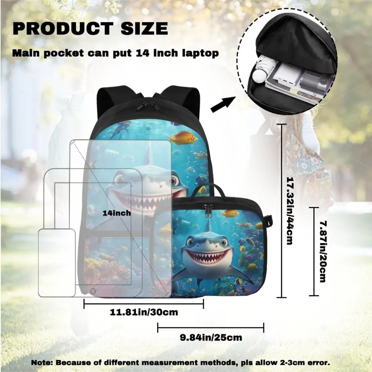 Shark Backpack and Lunch Box Set Boys Big Capacity 1st Grade Backpack Boys Breathable Kids School Bag for Elementary Children Casual Kids Bookbag Back to School Supplies