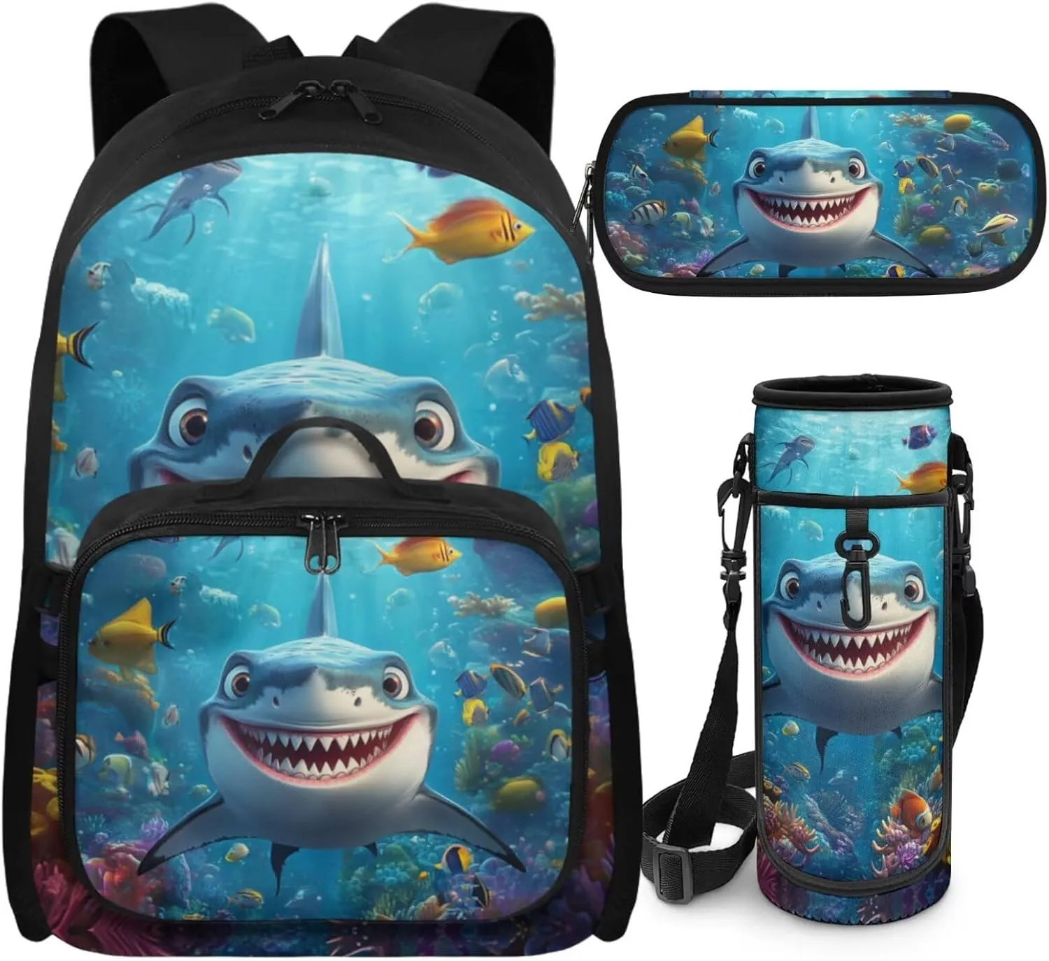 Shark Backpack and Lunch Box Set Boys Big Capacity 1st Grade Backpack Boys Breathable Kids School Bag for Elementary Children Casual Kids Bookbag Back to School Supplies