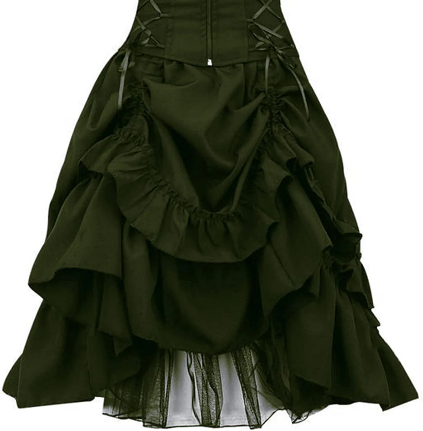 SHOPESSA Women's Gothic Dress Sleeveless Irregular Halloween Ruffle Steampunk Mini Dress Lace Up Masquerade Costume Dresses