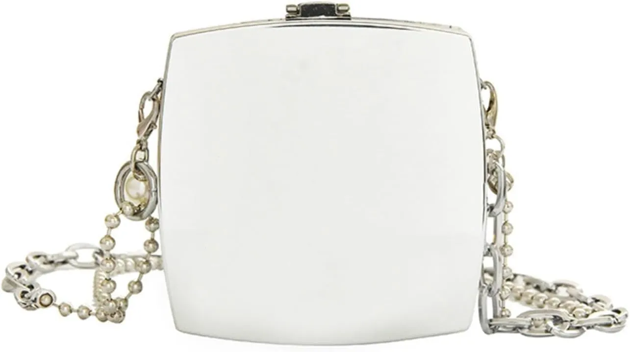 Silver Metal Box Bag Ladies Party Clutch Bag Evening Bag Chain Purse Crossbody Mini Bag Female Shoulder Bag Handbag, One Color, One Size