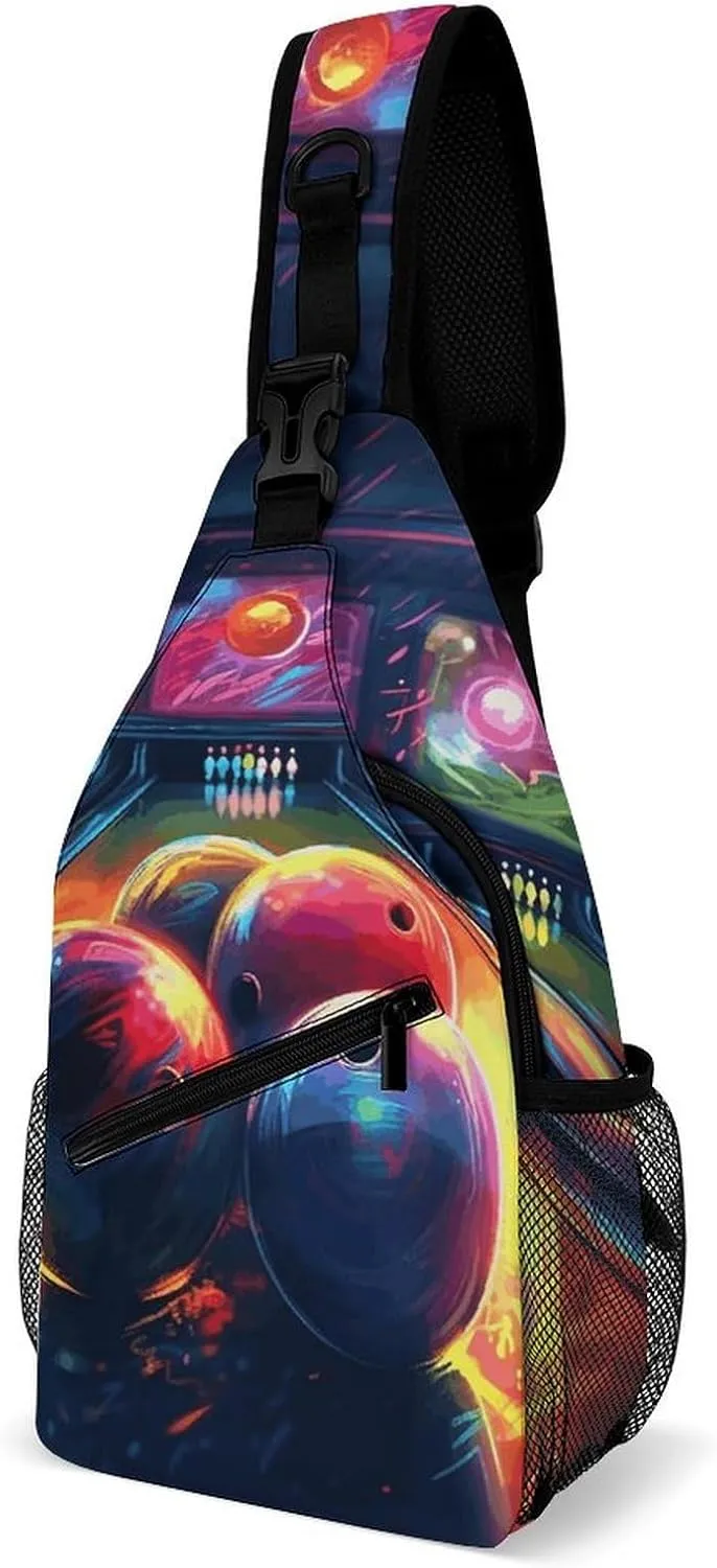 Sling Bag,Bowling Balls Print Chest Bag