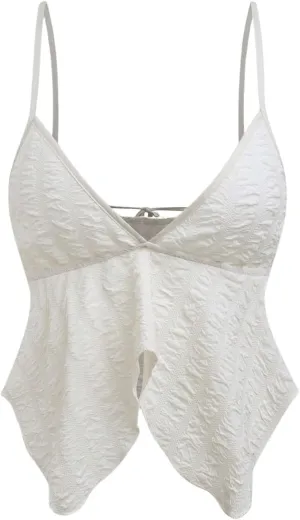 SOLY HUX Women's Y2K Deep V Neck Spaghetti Strap Cami Top Summer Camisole Tie Backless Flowy Crop Tops