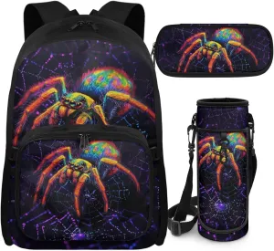 Spider Backpack with Lunch Box Boys Breathable School Backpack for Boys 8-12 Set of 4 Pcs Kids Schoolbag for Elementary Children Casual Kids Bookbag School Supplies