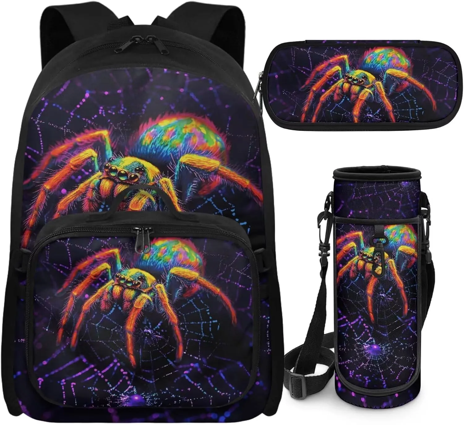 Spider Backpack with Lunch Box Boys Breathable School Backpack for Boys 8-12 Set of 4 Pcs Kids Schoolbag for Elementary Children Casual Kids Bookbag School Supplies