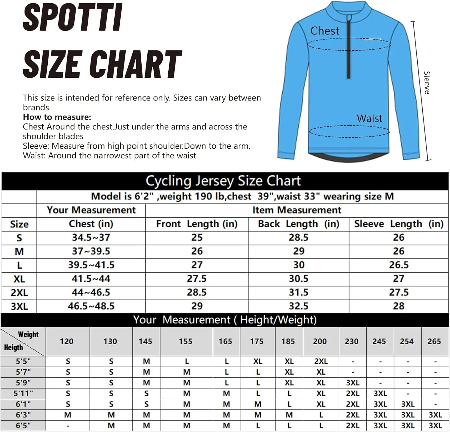 Spotti Men's Cycling Bike Jersey Long Sleeve with 3 Rear Pockets - Moisture Wicking, Breathable, Quick Dry Biking Shirt