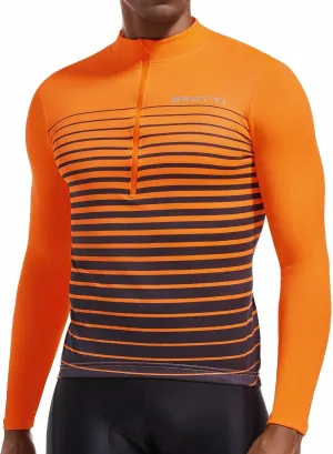 Spotti Men's Cycling Bike Jersey Long Sleeve with 3 Rear Pockets - Moisture Wicking, Breathable, Quick Dry Biking Shirt