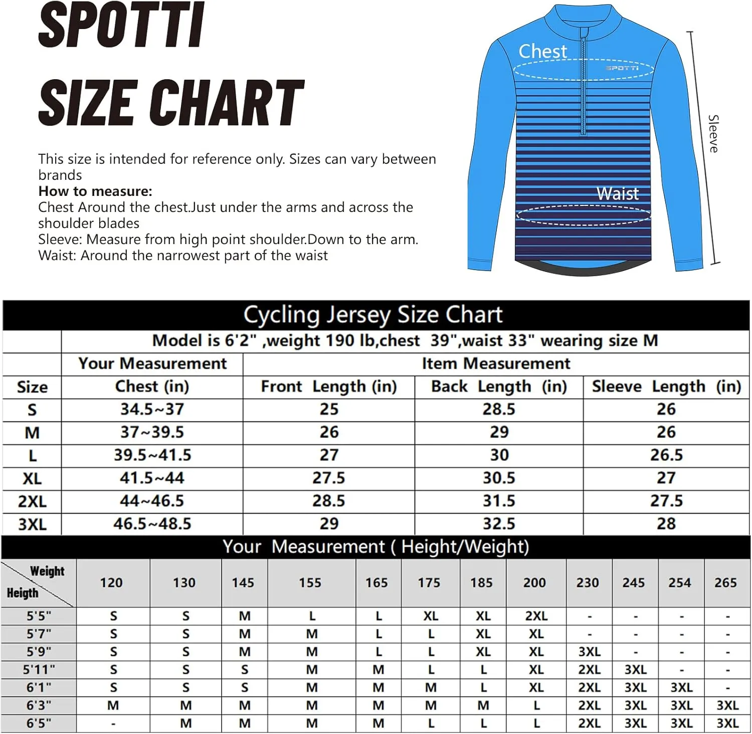 Spotti Men's Cycling Bike Jersey Long Sleeve with 3 Rear Pockets - Moisture Wicking, Breathable, Quick Dry Biking Shirt