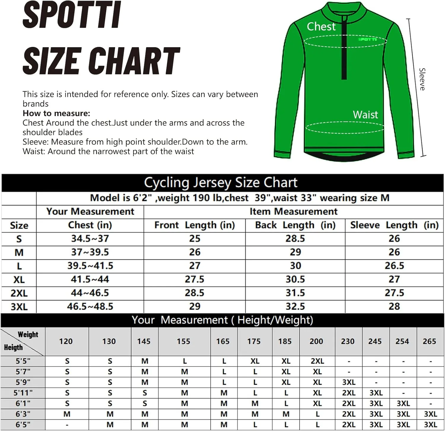 Spotti Men's Cycling Bike Jersey Long Sleeve with 3 Rear Pockets - Moisture Wicking, Breathable, Quick Dry Biking Shirt