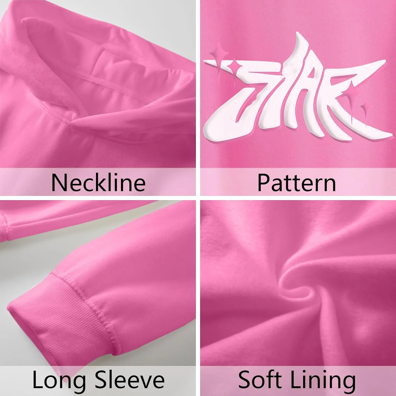 Star Hoodie Oversized Y2k Sweatshirts for Women Cute Stars Graphic Letter Print Hoodies Aesthetic Trendy Pullover