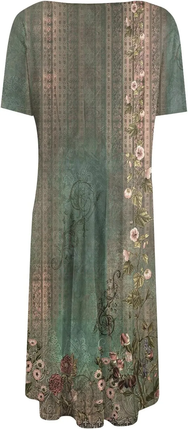 Summer Dresses Women Midi Dresses for Women Fitted Tight Short Sleeve A Line Dresses Women Summer