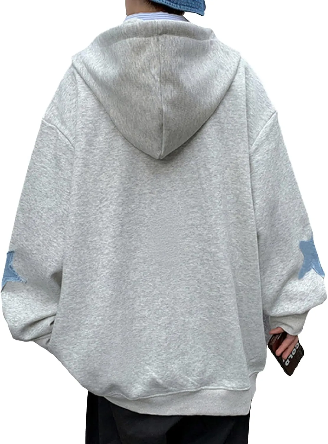 Sunwittafy Y2k Hoodie Men Women Letter Print Zip Up Hoodie Grunge Star Oversized Sweatshirt Harajuku Jacket Streetwear