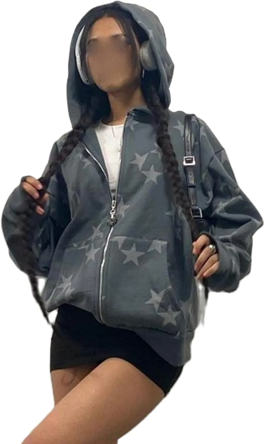 Sunwittafy Y2k Hoodie Men Women Letter Print Zip Up Hoodie Grunge Star Oversized Sweatshirt Harajuku Jacket Streetwear