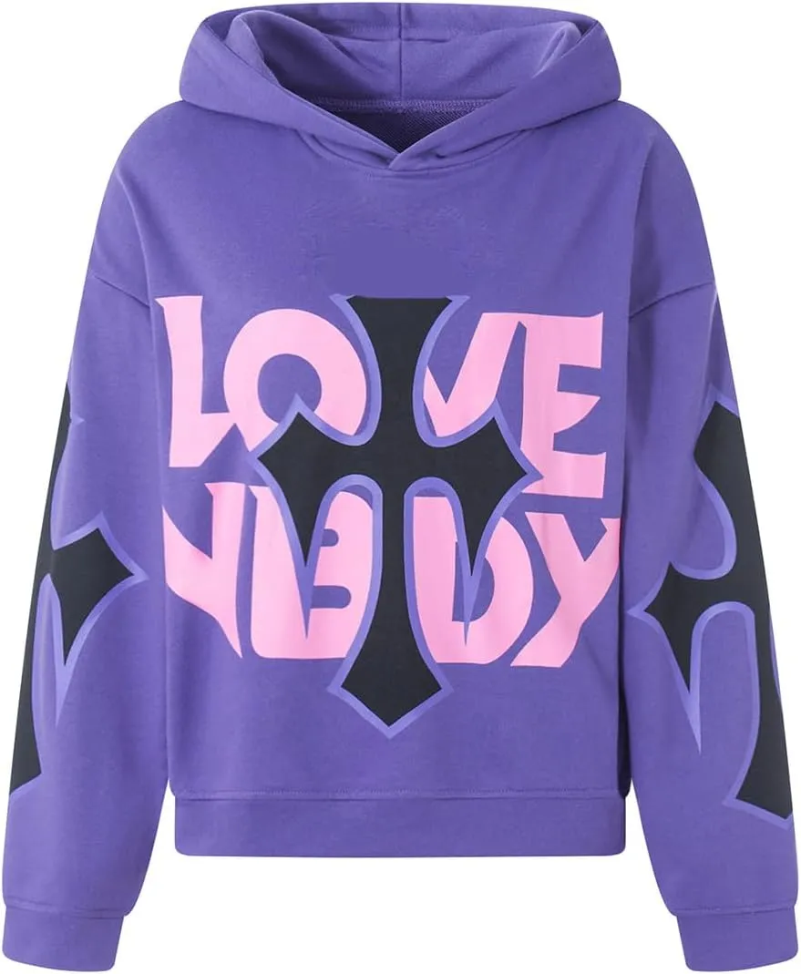 Sunwittafy Y2k Hoodie Men Women Letter Print Zip Up Hoodie Vintage Oversized Sweatshirt Grunge Harajuku Jacket Streetwear