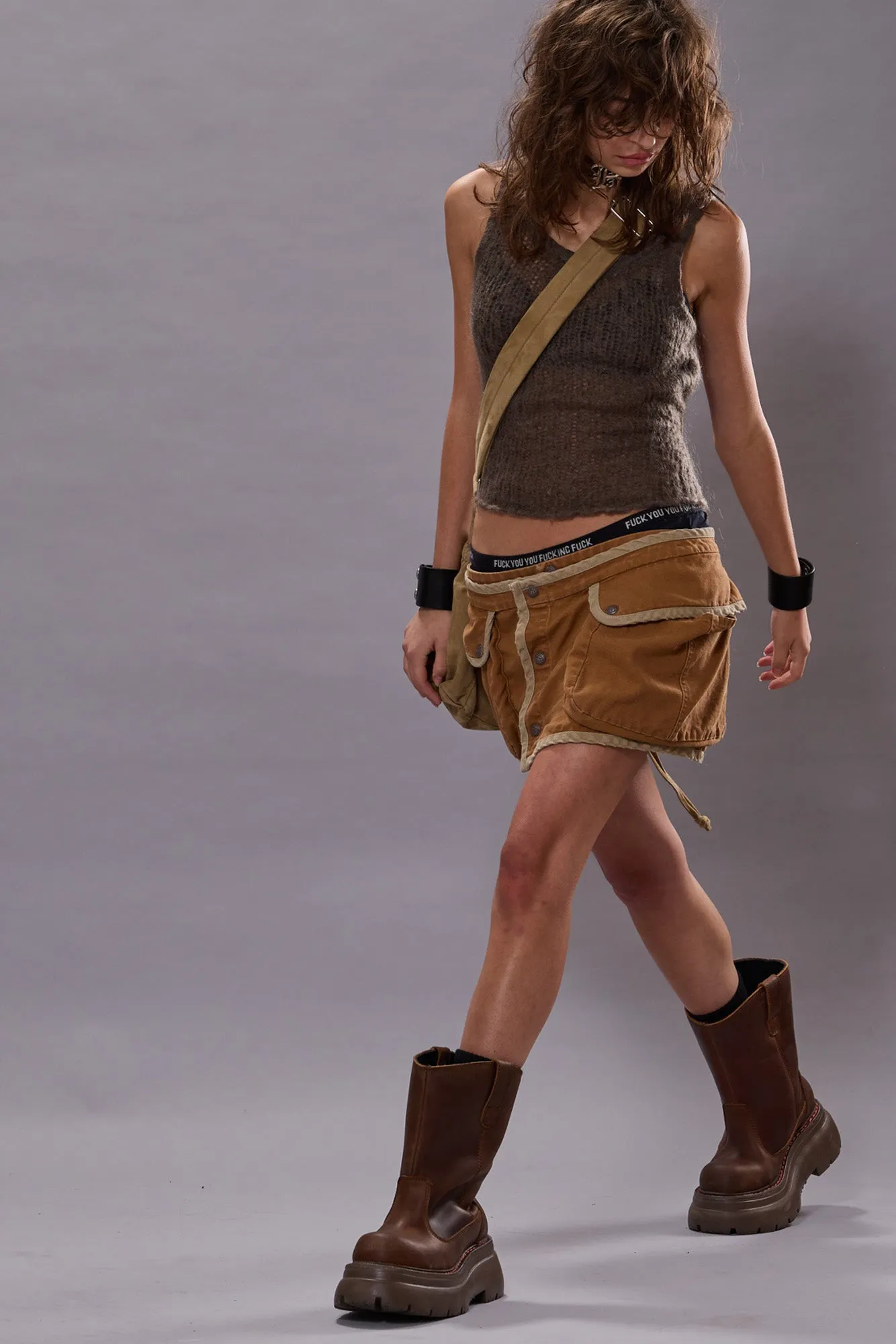 SWEATER TANK - OLIVE BROWN MOHAIR