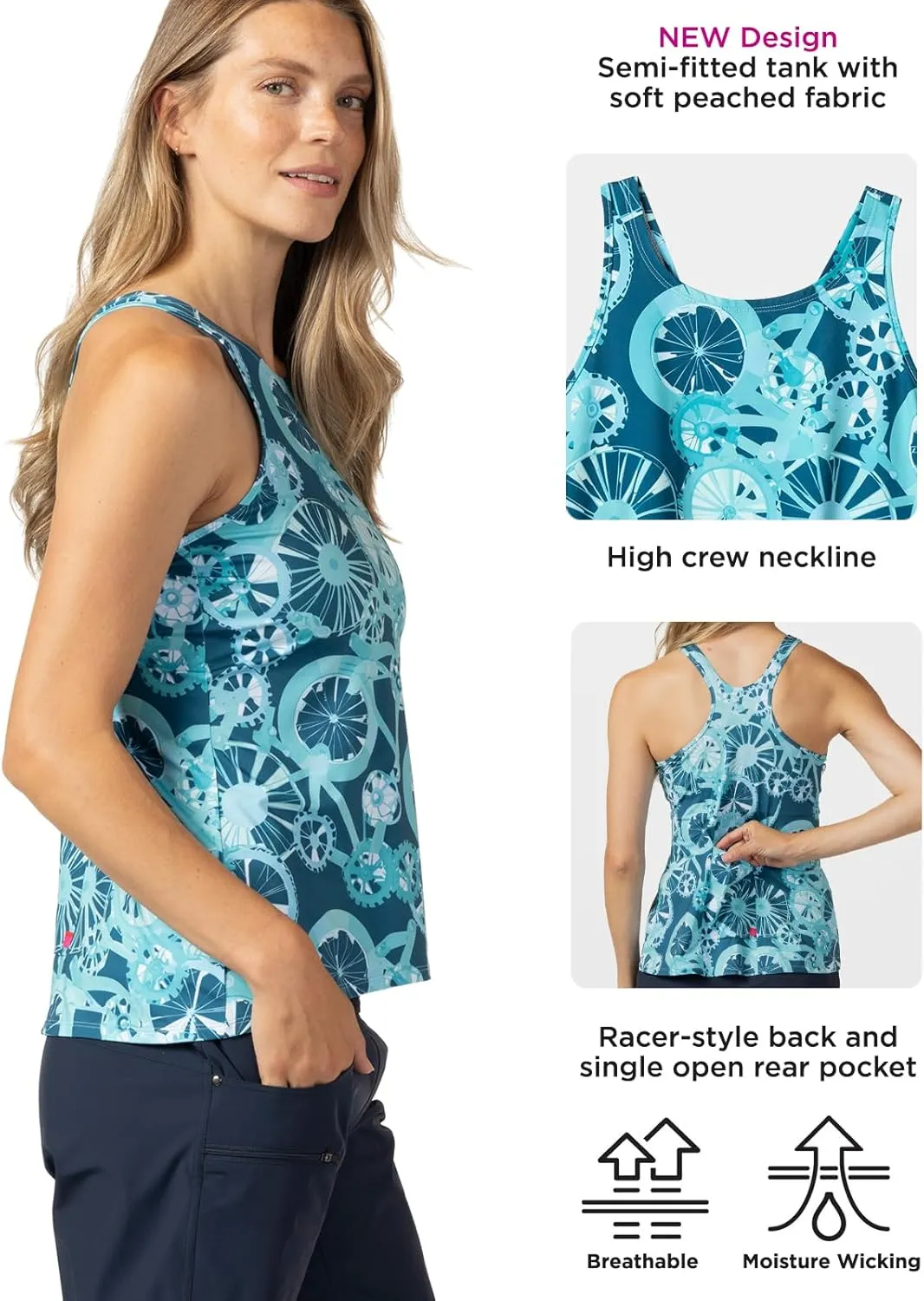 Terry Easy Rider Tank Top for Women Cycling Jersey Sleeveless Racer-Back Style Breathable Moisture Wicking Bike Hike