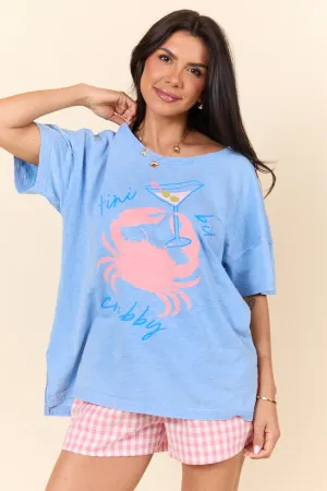 Tini Bit Crabby Blue Spilt Hem Graphic Tee