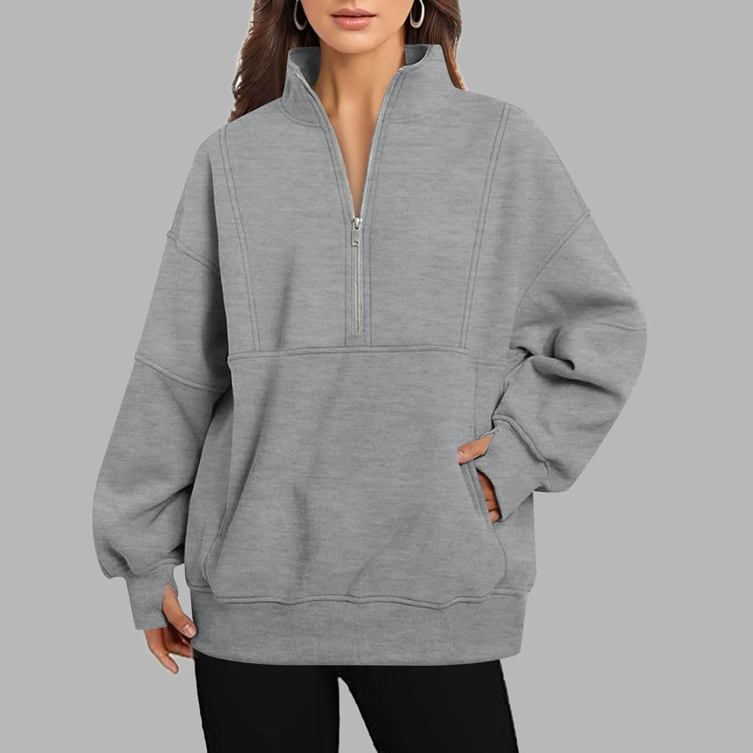 Tracksuit Sweatshirts Half Zip Pullover Quarter Zip Oversized Hoodies Sweaters Comfy Fall Outfits Hoodie