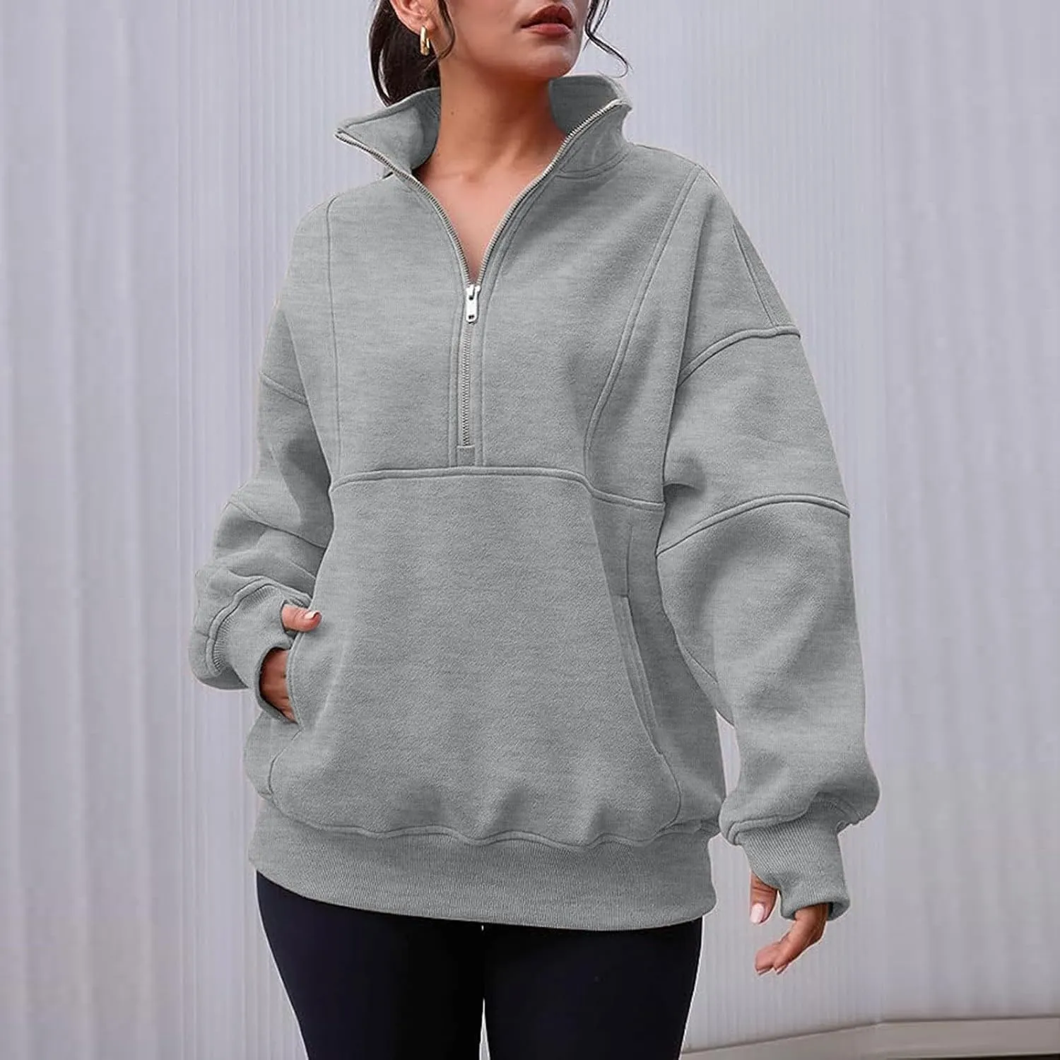Tracksuit Sweatshirts Half Zip Pullover Quarter Zip Oversized Hoodies Sweaters Comfy Fall Outfits Hoodie