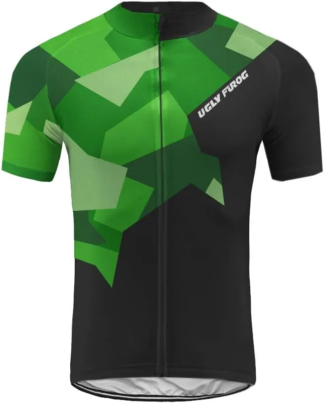 UGLY FROG Mens Breathable Cycling Jersey Biker Short/Long Sleeve Shirt Quick Dry Full Zip Men's Bicycle Jacket with Pockets