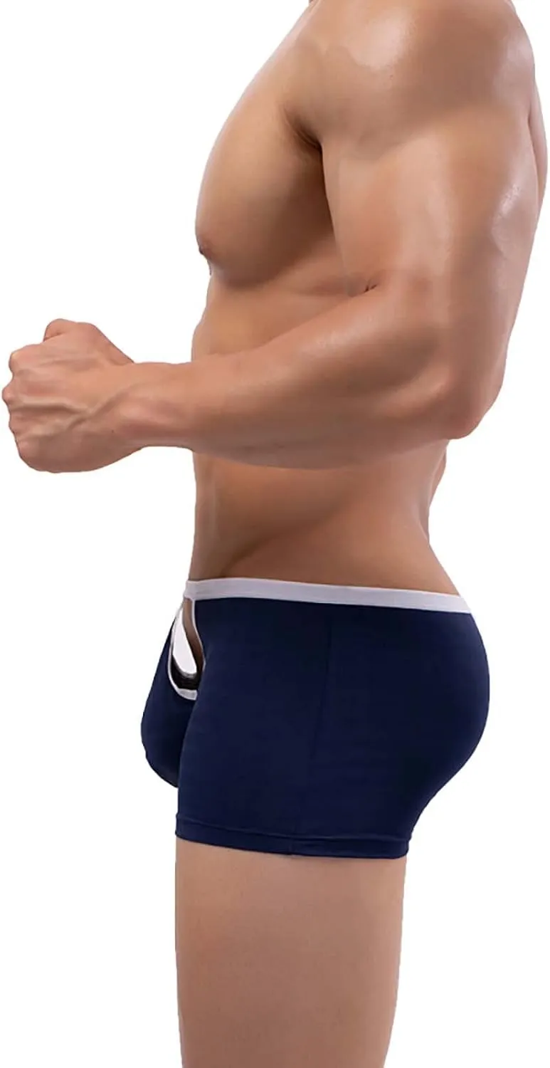 Underwear for Mens Sexy Boxer Briefs Mesh Hollow Out Bikini Breathable Cheeky Underpants Bulge Pouch Trunks for Male