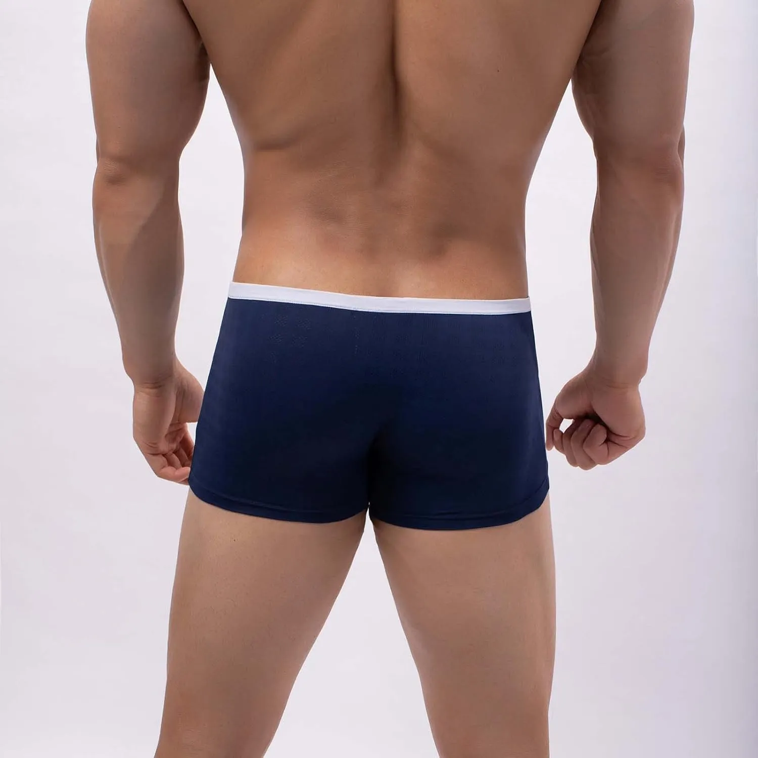 Underwear for Mens Sexy Boxer Briefs Mesh Hollow Out Bikini Breathable Cheeky Underpants Bulge Pouch Trunks for Male