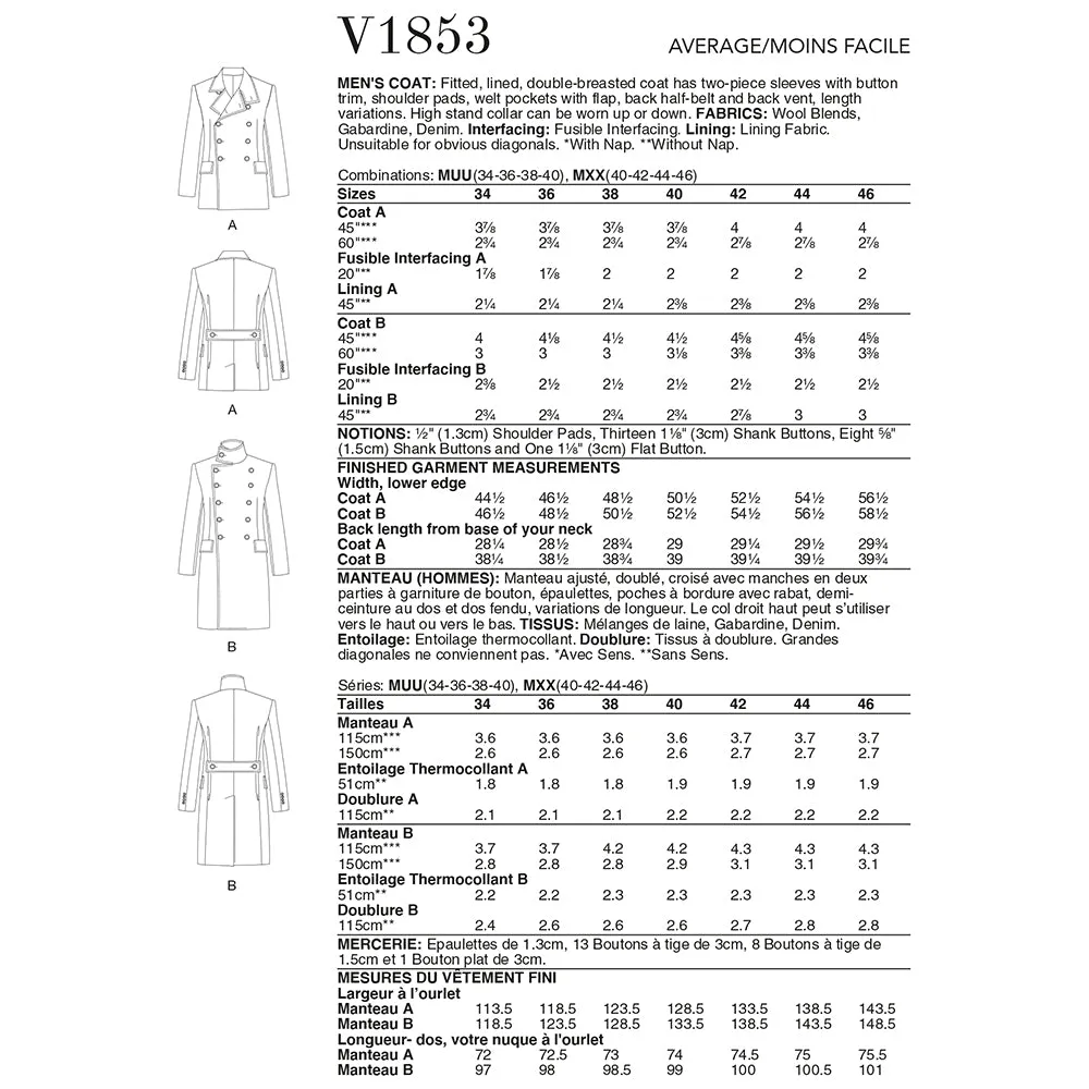 V1853 Men's Coat