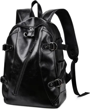 Vintage Men Women with USB Port Laptop Backpack Business Casual Work Hiking Travel School bag Smooth Zipper Bookbag (black)