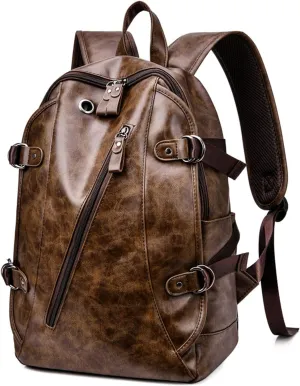 Vintage Men Women with USB Port Laptop Backpack Business Casual Work Hiking Travel School bag Smooth Zipper Bookbag (brown)
