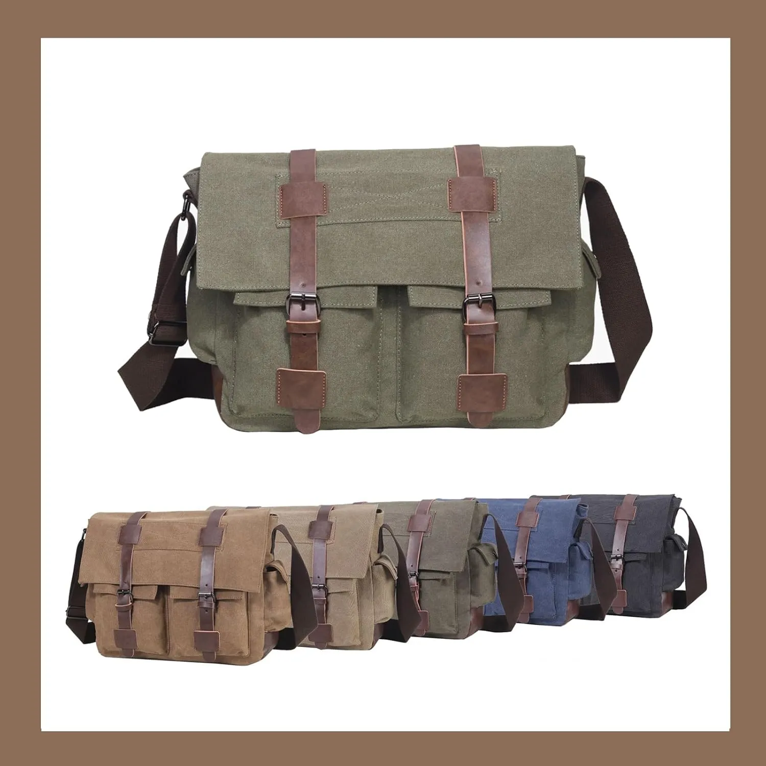 Vintage military canvas notebook computer bag Messenger bag medium canvas Messenger bag military satchel