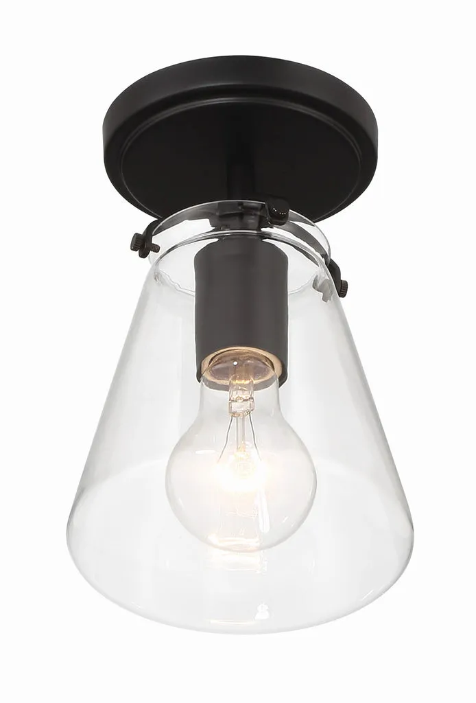 Voss 1 Light Matte Black Semi Flush Mount