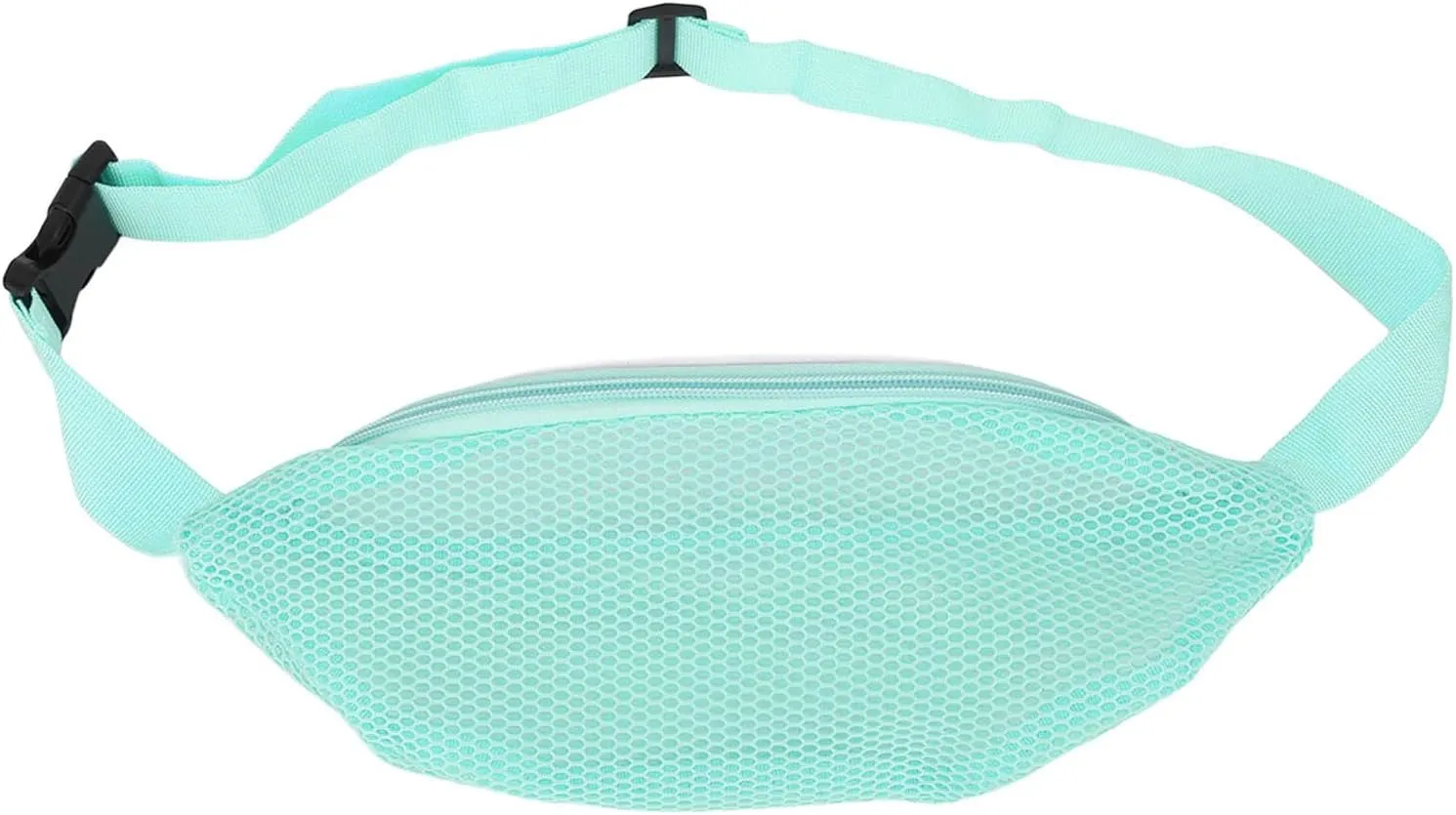 Waist Pack, Nylon Beach Mesh Fanny Pack Breathable Adjustable Belt Outdoor Sports Waist Bag for Traveling, Hiking, Jogging, Cycling (Light Blue)