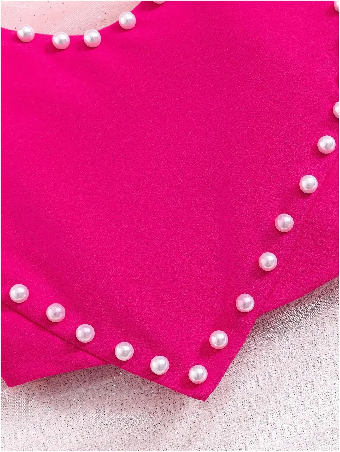 WDIRARA Girl's Heart Pearls Sleeveless Cute Cami Top Spaghetti Strap Camisole
