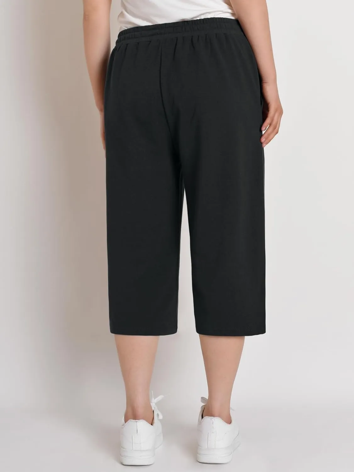 Weintee Women's Petite Capris Wide Leg Cotton Capri Pants with Pockets