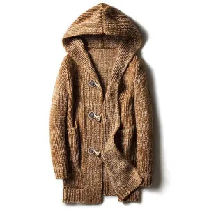 West Louis Hooded Knit Jersey Cardigan Sweater