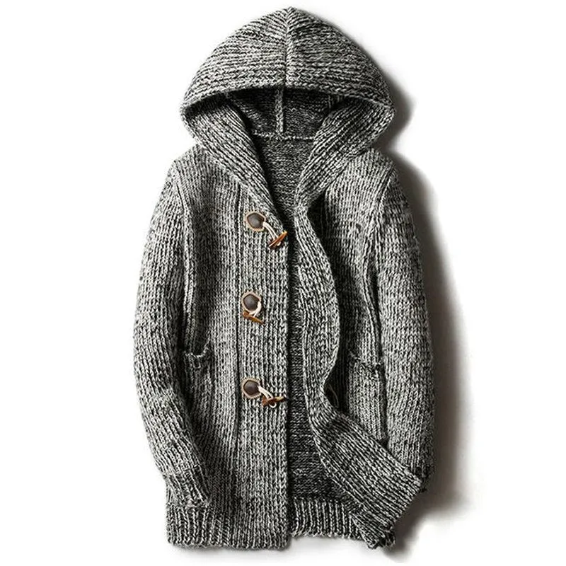West Louis Hooded Knit Jersey Cardigan Sweater