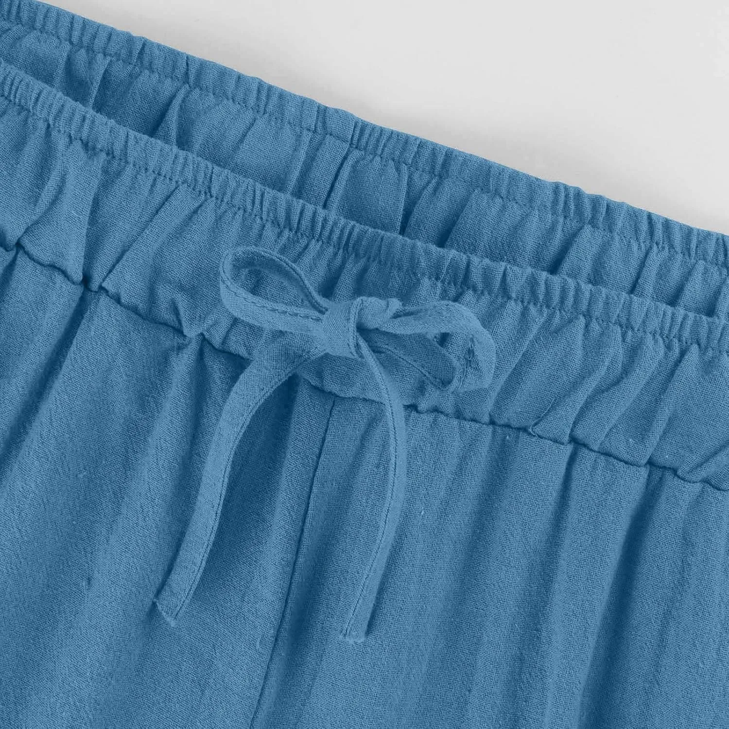 Wide Leg Capris for Women Summer Casual Palazzo Pants Drawstring Elastic Waist Baggy Lightweight Beach Capri Trousers