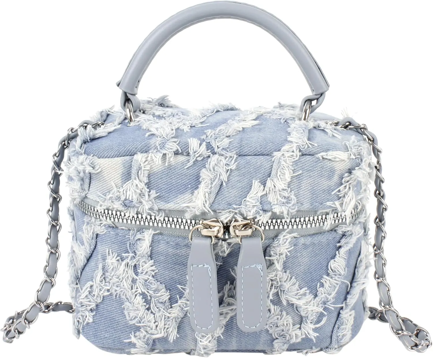 Women Denim Shoulder Quilted Crossbody Purse Small Clutch Handbag Portable Bucket